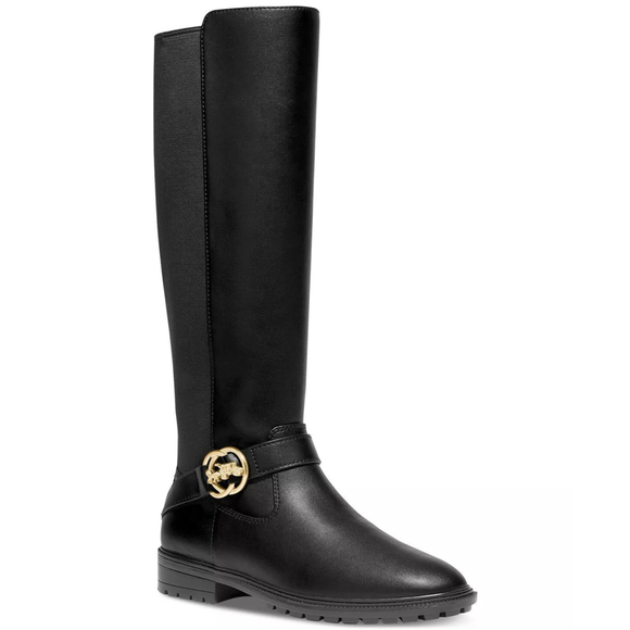 Coach Women's Farrah Leather Knee-High Riding Winter Boots Size 8.5 Black NIB - Picture 1 of 15